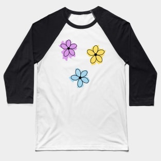 Watercolor Flower Doodle 3 Pack Baseball T-Shirt